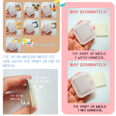 TIF 01-08 Mold Set / free GM 06, TIF part 01 and 02 / for photo size 3x3 cm / Photo Frame Mold / Silicone Mold