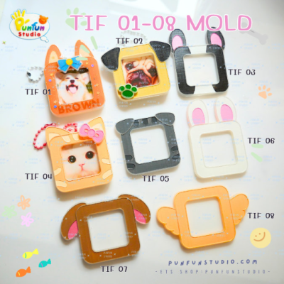 TIF 01-08 Mold Set / free GM 06, TIF part 01 and 02 / for photo size 3x3 cm / Photo Frame Mold / Silicone Mold