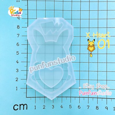 X Heart 01 Pika / Pokemold / Silicone Mold / Shaker Mold