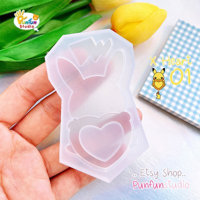 X Heart 01 Pika / Pokemold / Silicone Mold / Shaker Mold