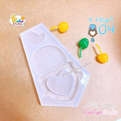 X Heart 04 Squirt / Pokemold / Silicone Mold / Shaker Mold