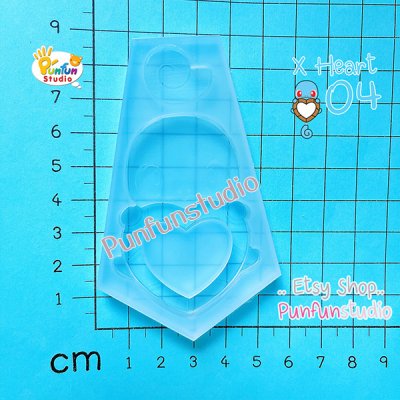 X Heart 04 Squirt / Pokemold / Silicone Mold / Shaker Mold
