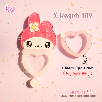 X Heart 101-110 Cutie Mold Set / Set 10 Molds + Free Part 1 x 4 piece / CSM X Heart x 2 piece / Shaker Mold / Silicone Mold