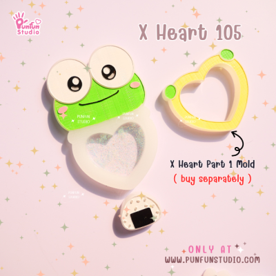 X Heart 101-110 Cutie Mold Set / Set 10 Molds + Free Part 1 x 4 piece / CSM X Heart x 2 piece / Shaker Mold / Silicone Mold