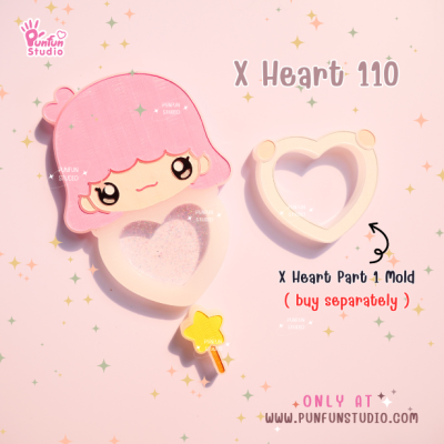 X Heart 101-110 Cutie Mold Set / Set 10 Molds + Free Part 1 x 4 piece / CSM X Heart x 2 piece / Shaker Mold / Silicone Mold