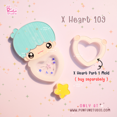 X Heart 101-110 Cutie Mold Set / Set 10 Molds + Free Part 1 x 4 piece / CSM X Heart x 2 piece / Shaker Mold / Silicone Mold