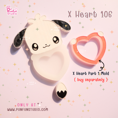 X Heart 101-110 Cutie Mold Set / Set 10 Molds + Free Part 1 x 4 piece / CSM X Heart x 2 piece / Shaker Mold / Silicone Mold