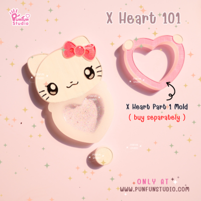 X Heart 101-110 Cutie Mold Set / Set 10 Molds + Free Part 1 x 4 piece / CSM X Heart x 2 piece / Shaker Mold / Silicone Mold