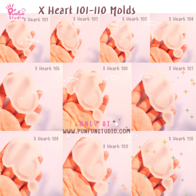 X Heart 101-110 Cutie Mold Set / Set 10 Molds + Free Part 1 x 4 piece / CSM X Heart x 2 piece / Shaker Mold / Silicone Mold
