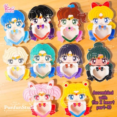 X Heart 58-67 Sailor Mold Set / 10 Molds / + Free 4 X Heart Part-10 Molds, 4 CSM X Heart Molds / Shaker Mold / Silicone Mold