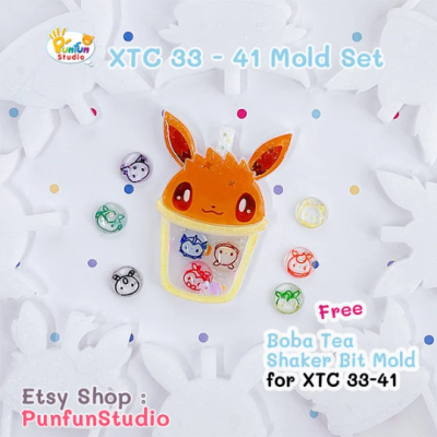 XTC 33-41 Mold Set / Eev Evo x Tea Cup Shaker Molds / 9 pieces free a Boba tea shaker bit mold + Free 2 CSM XTC Mold