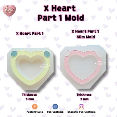 X Heart Part 1 Mold / Part Mold / Pokemold / Silicone Mold