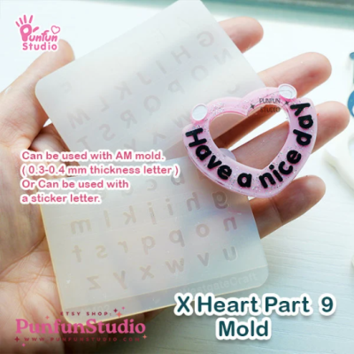 X Heart Part 9 Mold / Blank part for use with AM letter / Silicone Mold / Shaker Mold