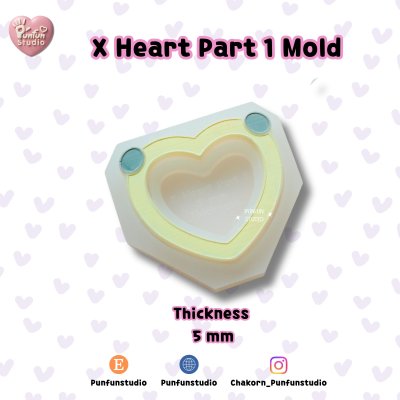 X Heart Part 1 Mold / Part Mold / Pokemold / Silicone Mold