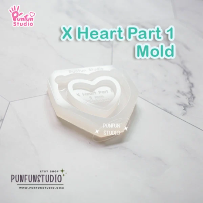X Heart Part 1 Mold / Part Mold / Pokemold / Silicone Mold