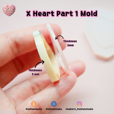 X Heart Part 1 Mold / Part Mold / Pokemold / Silicone Mold