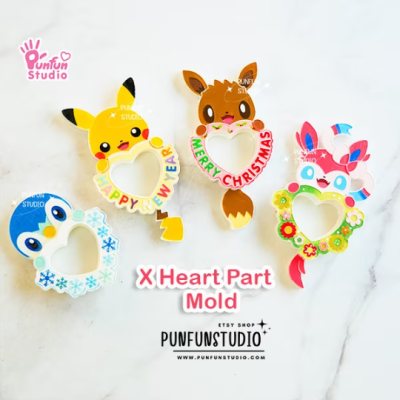 X Heart Part 5 Mold + CSM X Heart Part 5 Mold / Pokemold / Silicone Mold / Shaker Mold