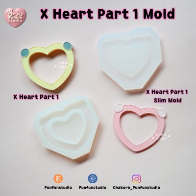 X Heart Part 1 Mold / Part Mold / Pokemold / Silicone Mold