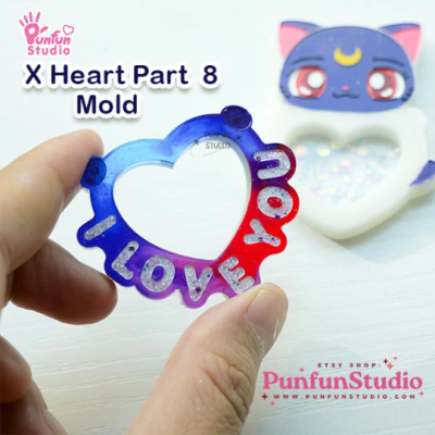 X Heart Part 8 Mold / I love you / Silicone Mold / Shaker Mold