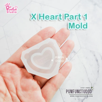 X Heart Part 1 Mold / Part Mold / Pokemold / Silicone Mold