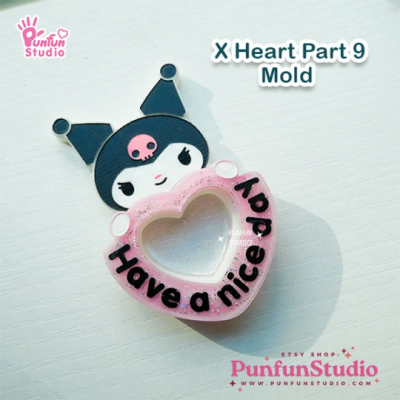 X Heart Part 9 Mold / Blank part for use with AM letter / Silicone Mold / Shaker Mold