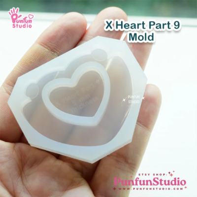 X Heart Part 9 Mold / Blank part for use with AM letter / Silicone Mold / Shaker Mold
