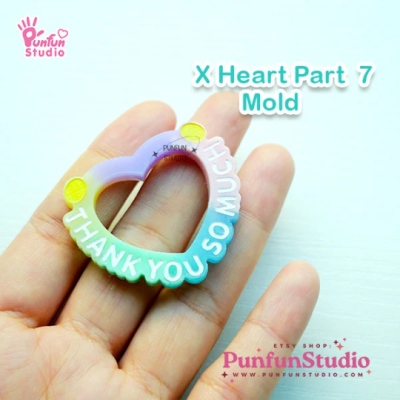 X Heart Part 7 Mold / Thank you so much / Silicone Mold / Shaker Mold