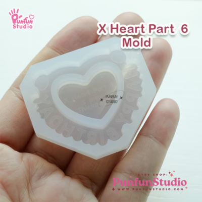 X Heart Part 6 Mold / Happy Birthday / Silicone Mold / Shaker Mold