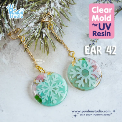 Ear 40-43 Snowflakes Clear Mold  / Christmas Mold / Earring Mold / UV Resin Mold / Clear Silicone Mold(copy)