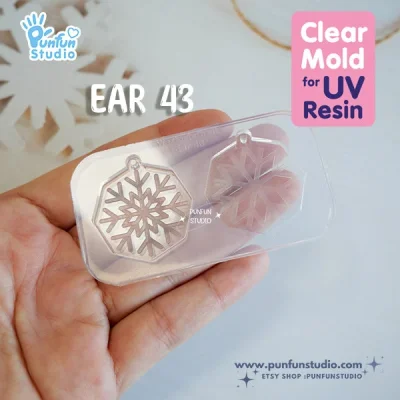 Ear 40-43 Snowflakes Clear Mold  / Christmas Mold / Earring Mold / UV Resin Mold / Clear Silicone Mold(copy)