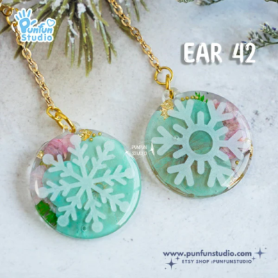 Ear 40-43 Snowflakes Clear Mold  / Christmas Mold / Earring Mold / UV Resin Mold / Clear Silicone Mold(copy)