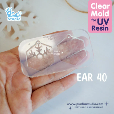 Ear 40-43 Snowflakes Clear Mold  / Christmas Mold / Earring Mold / UV Resin Mold / Clear Silicone Mold(copy)