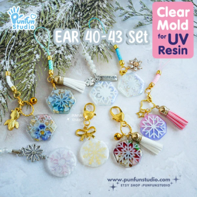 Ear 40-43 Snowflakes Clear Mold  / Christmas Mold / Earring Mold / UV Resin Mold / Clear Silicone Mold(copy)