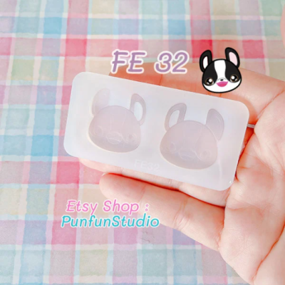 French Bulldog Face Earring Mold