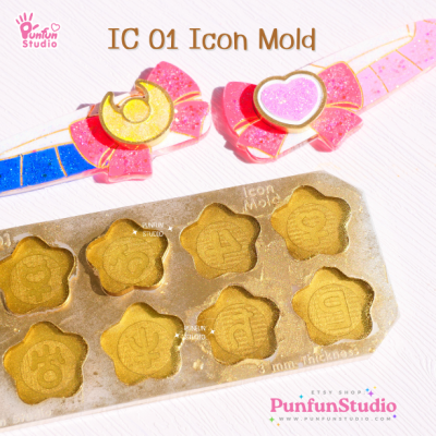 HC 16 + IC 01 Mold  / Set 2 Molds / Sailor Hair Clip Mold / Sailor Icon Mold / Silicone Mold
