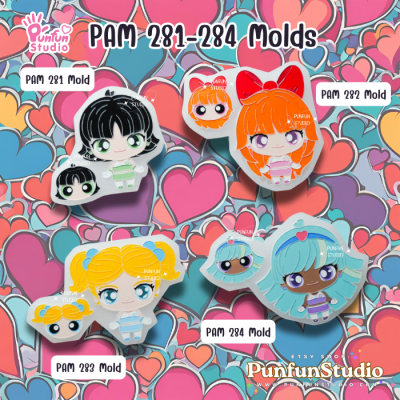 PAM 281, 282, 283, 284 Molds / Powerfluff Girl / Painting Anime Mold / Silicone Mold