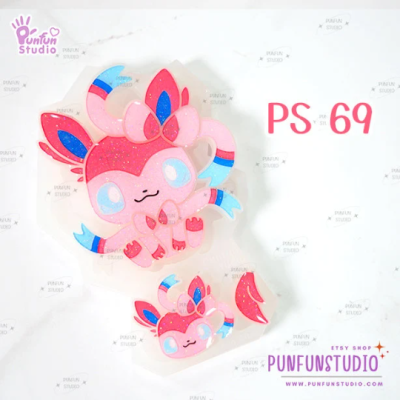 PS 61-69 Eev Evo Mold Set / 9 Molds + Free Keychain Parts / Pokemold / Silicone Mold(copy)
