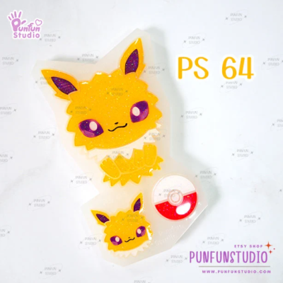 PS 61-69 Eev Evo Mold Set / 9 Molds + Free Keychain Parts / Pokemold / Silicone Mold(copy)