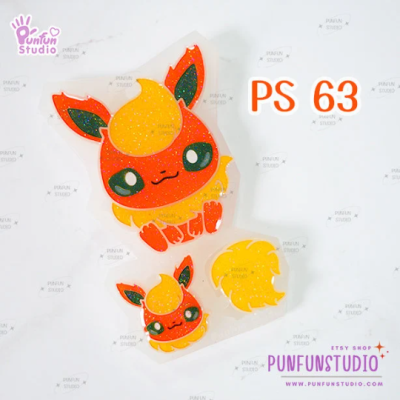 PS 61-69 Eev Evo Mold Set / 9 Molds + Free Keychain Parts / Pokemold / Silicone Mold(copy)