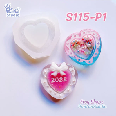 S115 ,S115-P1 Heart Shaker Mold, CSM S115 / Cover Sheet Mold / Silicone Mold