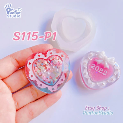 S115 ,S115-P1 Heart Shaker Mold, CSM S115 / Cover Sheet Mold / Silicone Mold
