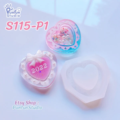 S115 ,S115-P1 Heart Shaker Mold, CSM S115 / Cover Sheet Mold / Silicone Mold