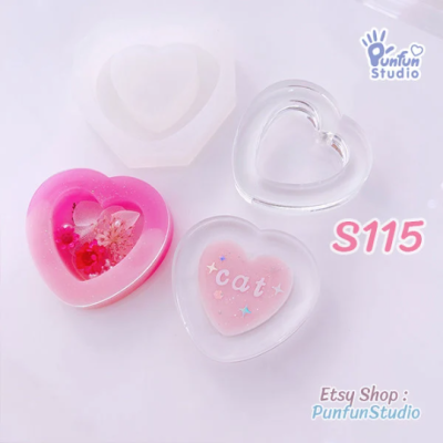 S115 ,S115-P1 Heart Shaker Mold, CSM S115 / Cover Sheet Mold / Silicone Mold