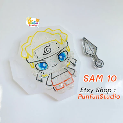 SAM 10 Narut Ninja Mold / Shiny anime Mold / +Kunai / Silicone Mold