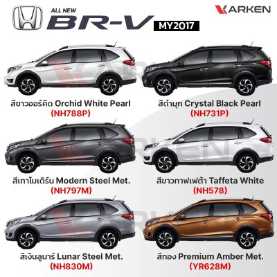 สีแต้มรถยนต์ 2K KARKEN สำหรับ Honda BR-V (ฮอนด้า บีอาร์-วี) | เฉดสีตรงรุ่นจากโรงงาน แต้มง่าย แห้งไว