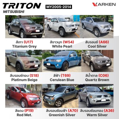 สีแต้มรถยนต์ 2K KARKEN สำหรับ Mitsubishi Triton (ไทรทัน) | เฉดสีตรงรุ่นจากโรงงาน แต้มง่าย แห้งไว