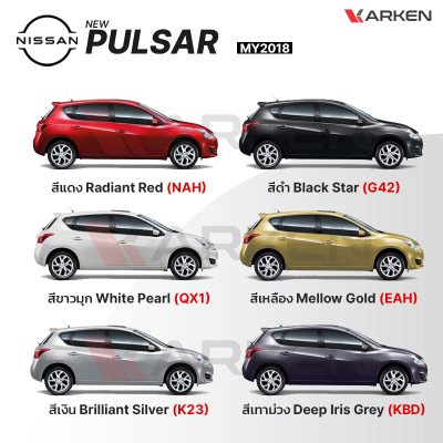 สีแต้มรถยนต์ 2K KARKEN สำหรับ Nissan Pulsar (นิสสัน พัลซาร์) | เฉดสีตรงรุ่นจากโรงงาน แต้มง่าย แห้งไว