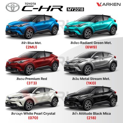 สีแต้มรถยนต์ 2K KARKEN สำหรับ Toyota C-HR (โตโยต้า ซี-เอชอาร์) | เฉดสีตรงรุ่นจากโรงงาน แต้มง่าย แห้งไว