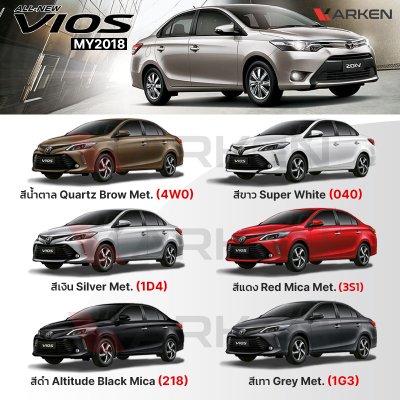 สีแต้มรถยนต์ 2K KARKEN สำหรับ Toyota Vios (โตโยต้า วีออส) | เฉดสีตรงรุ่นจากโรงงาน แต้มง่าย แห้งไว