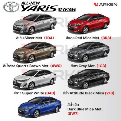 สีแต้มรถยนต์ 2K KARKEN สำหรับ Toyota Yaris (โตโยต้า ยาริส) | เฉดสีตรงรุ่นจากโรงงาน แต้มง่าย แห้งไว